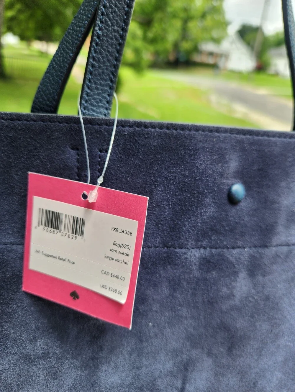 Kate Spade Navy Suede Tote Bag with Removable Strap NWT